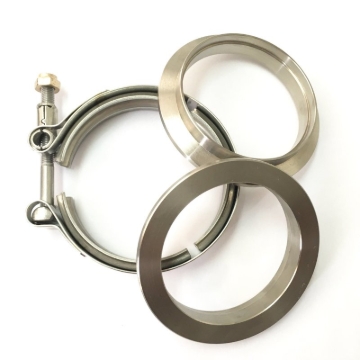 Picture of Ticon Industries 2.5in Titanium V-Band Clamp Assembly (2 Flanges/1 Clamp)
