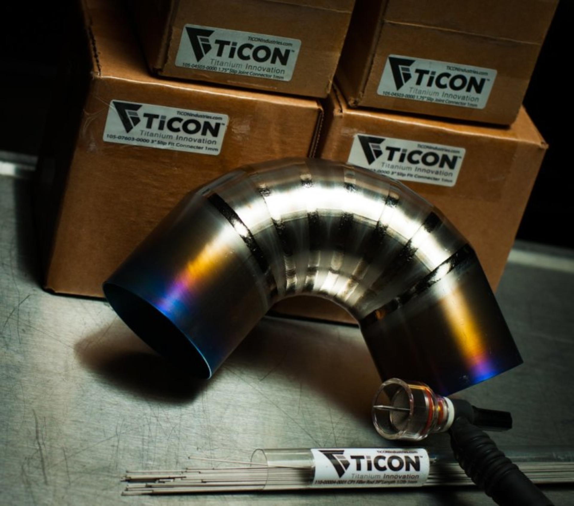 Picture of Ticon Industries 1.88in 7.5 Degree 1.5D/2.82in CLR Loose Radius 1mm Wall Titanium Pie Cuts - 6pk