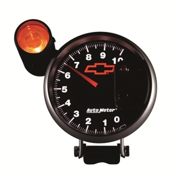 Picture of Autometer GM Bowtie Black 5in 10000 RPM Pedestal Electronic Tachometer w/ Ext Shift Light