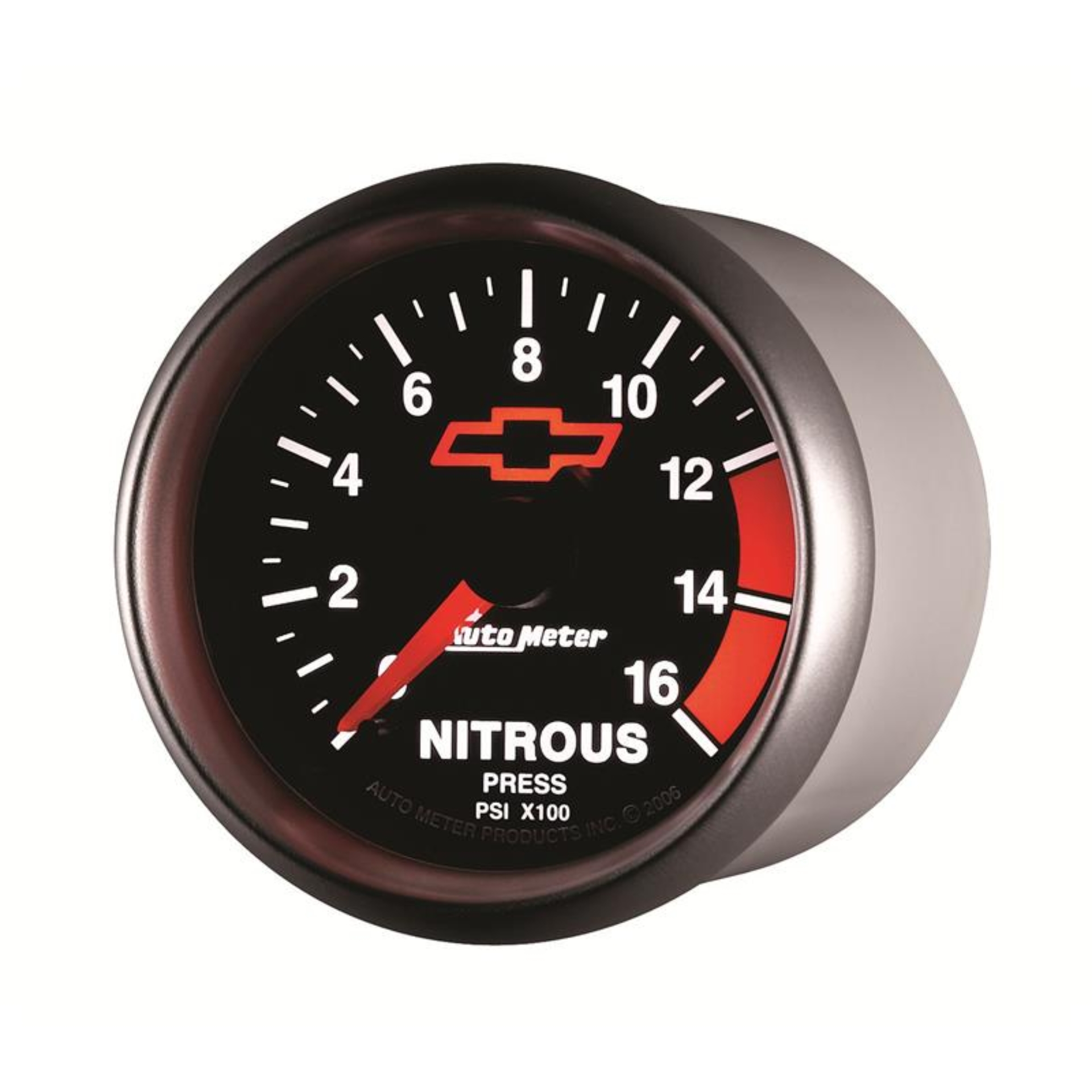 Picture of Autometer GM Bowtie Black 2-1/16in 0-1600 PSI Nitrous Pressure - Digital Stepper Motor