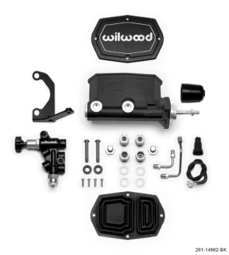 Picture of Wilwood Compact Tandem M/C - 15/16in Bore - w/Bracket and Valve (Pushrod) - Black