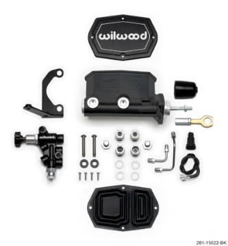 Picture of Wilwood Compact Tandem M/C - 7/8in Bore w/Bracket and Valve fits Mustang (Pushrod) - Black