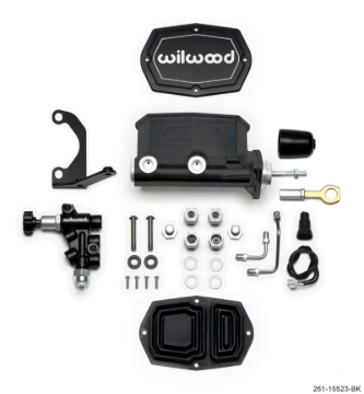 Picture of Wilwood Compact Tandem M/C - 15/16in Bore w/Bracket and Valve fits Mustang (Pushrod) - Black