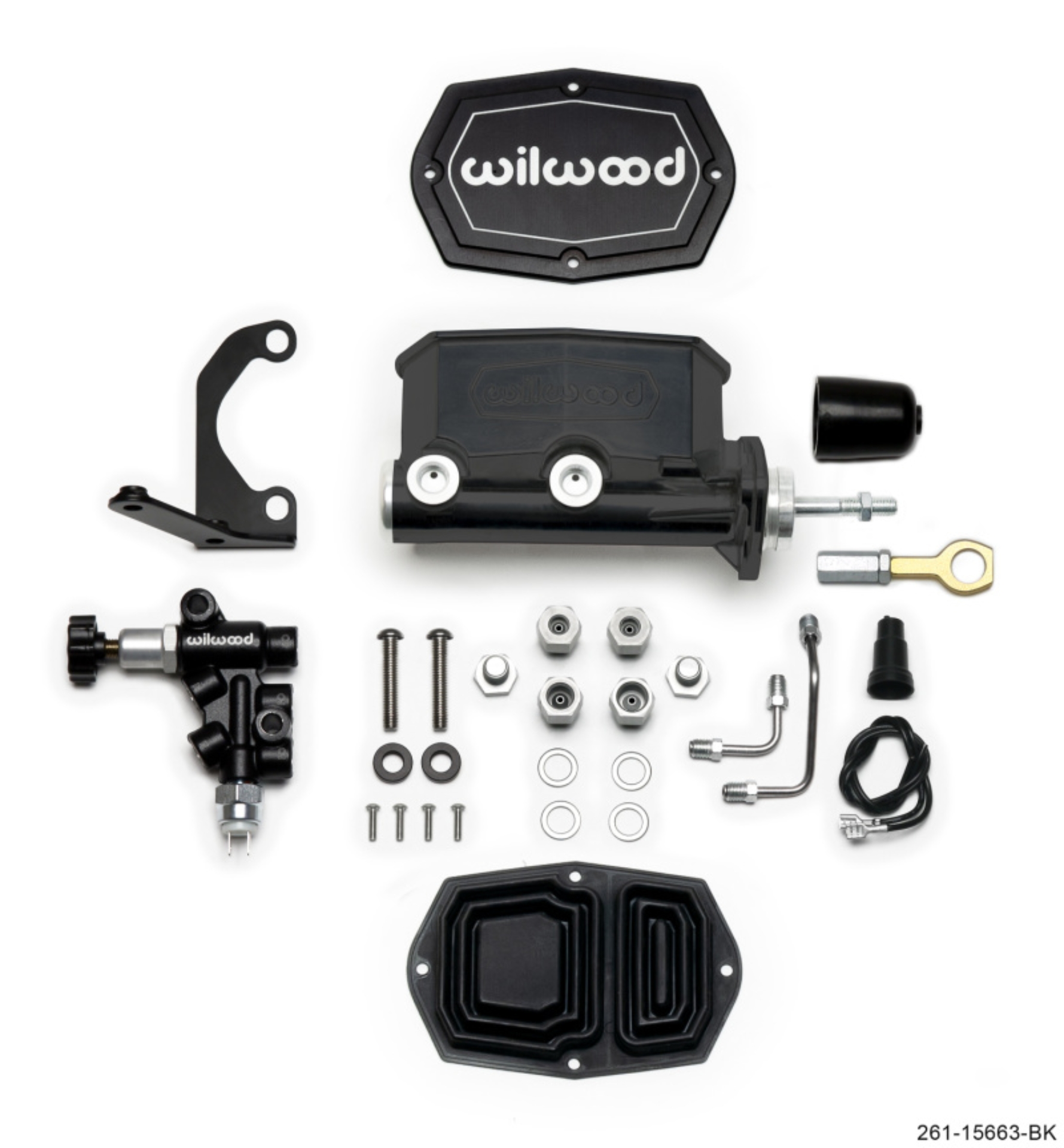 Picture of Wilwood Compact Tandem M/C - 7/8in Bore w/RH Bracket and Valve (Mustang Pushrod) - Black