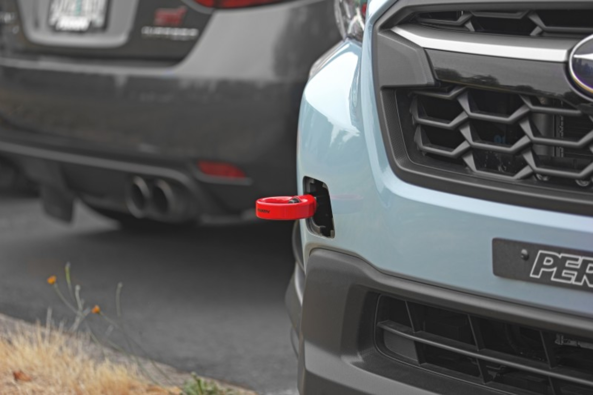 Picture of PERRIN 22-26 Subaru WRX / 18-23 Crosstrek / 20-25 OBXT / 17-23 Impreza Tow Hook Kit (Front) - Red