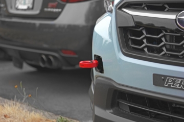 Picture of PERRIN 22-26 Subaru WRX / 18-23 Crosstrek / 20-25 OBXT / 17-23 Impreza Tow Hook Kit (Front) - Red