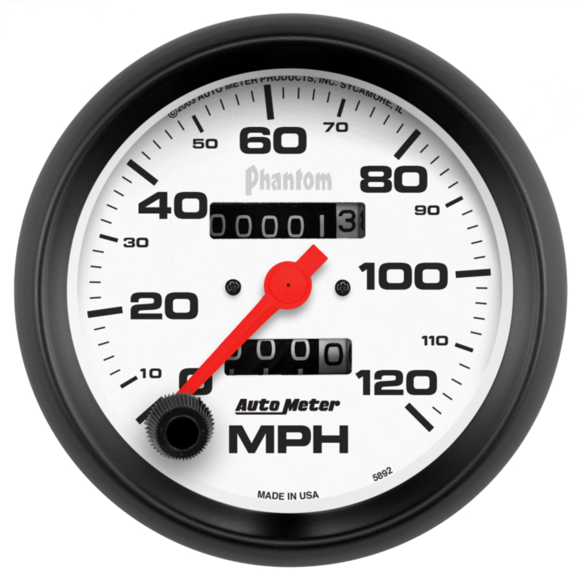 Picture of Autometer Phantom 3-3/8in 120MPH Speedometer Gauge - Mechanical Full Sweep