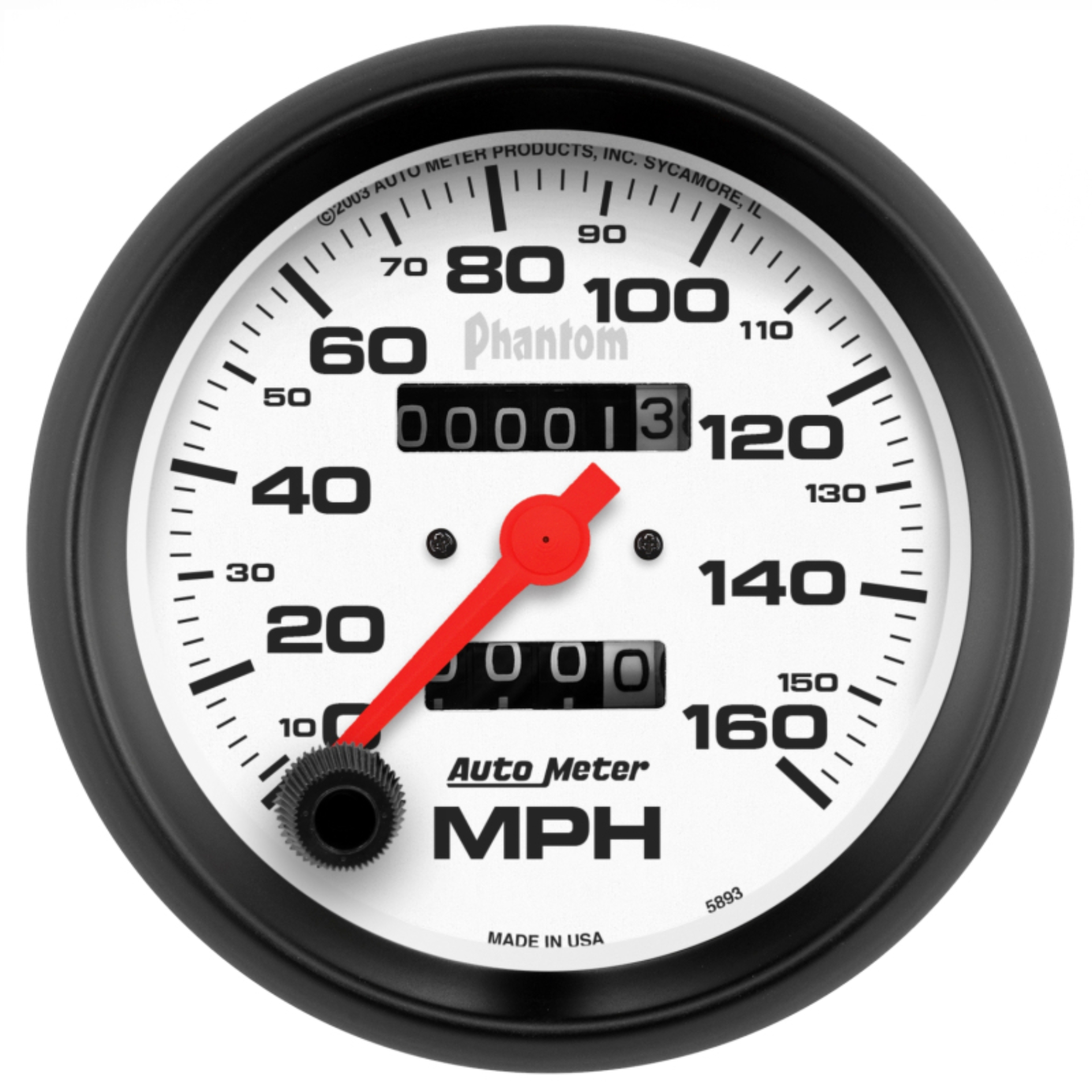 Picture of Autometer Phantom 3-3/8in 160MPH Speedometer Gauge - Mechanical Full Sweep