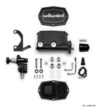 Picture of Wilwood Compact Tandem M/C - 1.12in Bore - w/Bracket and Valve - Black