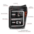 Picture of ANZO 2011-2016 Ford F250 Projector Headlights w/ Plank Style Switchback Black w/ Amber