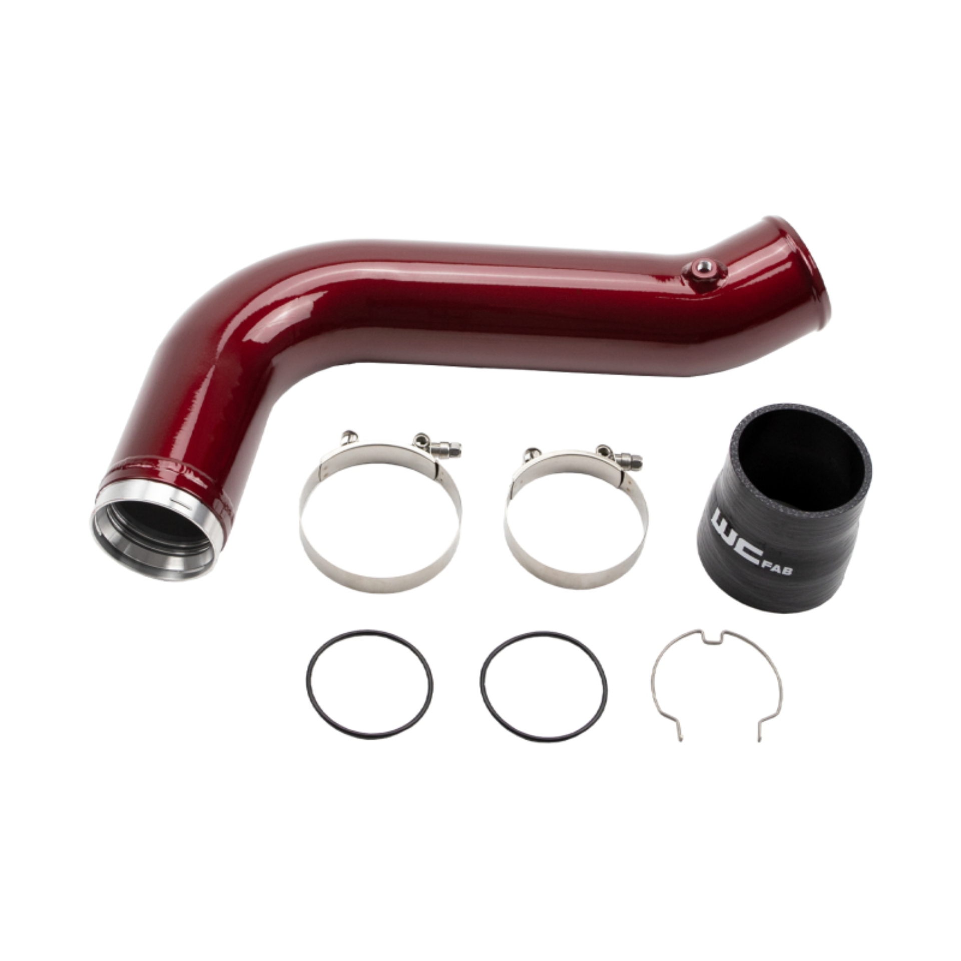 Picture of Wehrli 17-19 Chevrolet 6.6L L5P Duramax Passenger Side 3.5in Intercooler Pipe - WCFab Red