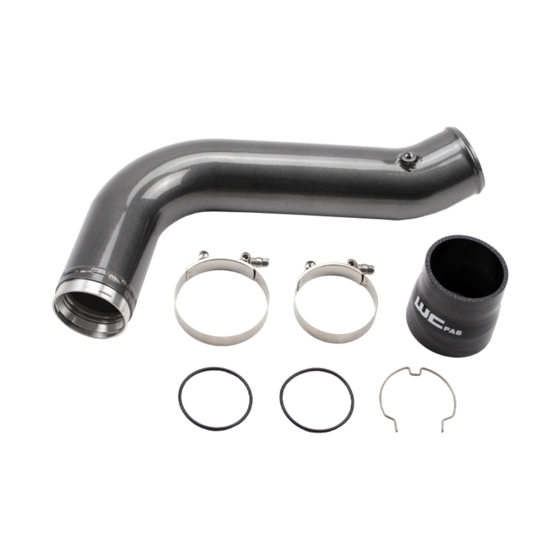 Picture of Wehrli 17-19 Chevrolet 6.6L L5P Duramax Passenger Side 3.5in Intercooler Pipe - Bengal Silver