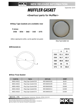 Picture of HKS Muffler Gasket 66mm ID 74mm OD