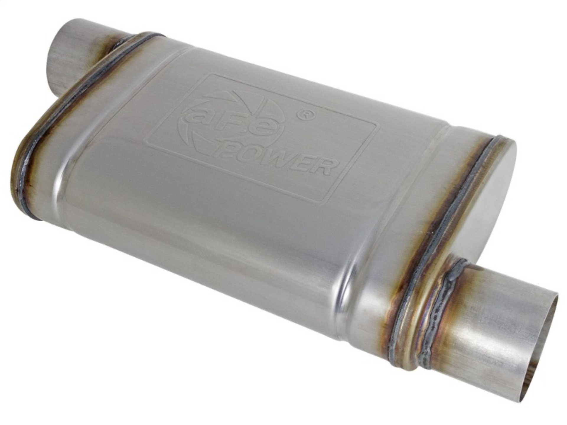 Picture of aFe MACH Force-Xp 409 SS Muffler 3in ID Offset/Offset x 4in H x 9in W x 14in L - Oval Body