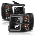 Picture of ANZO 07-13 Chevrolet Silverado 1500 Plank Style Projector Headlights Black w/ Amber