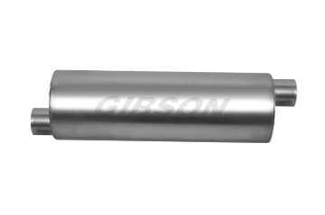 Picture of Gibson SFT Superflow Offset/Offset Round Muffler - 8x24in/3in Inlet/3in Outlet - Stainless