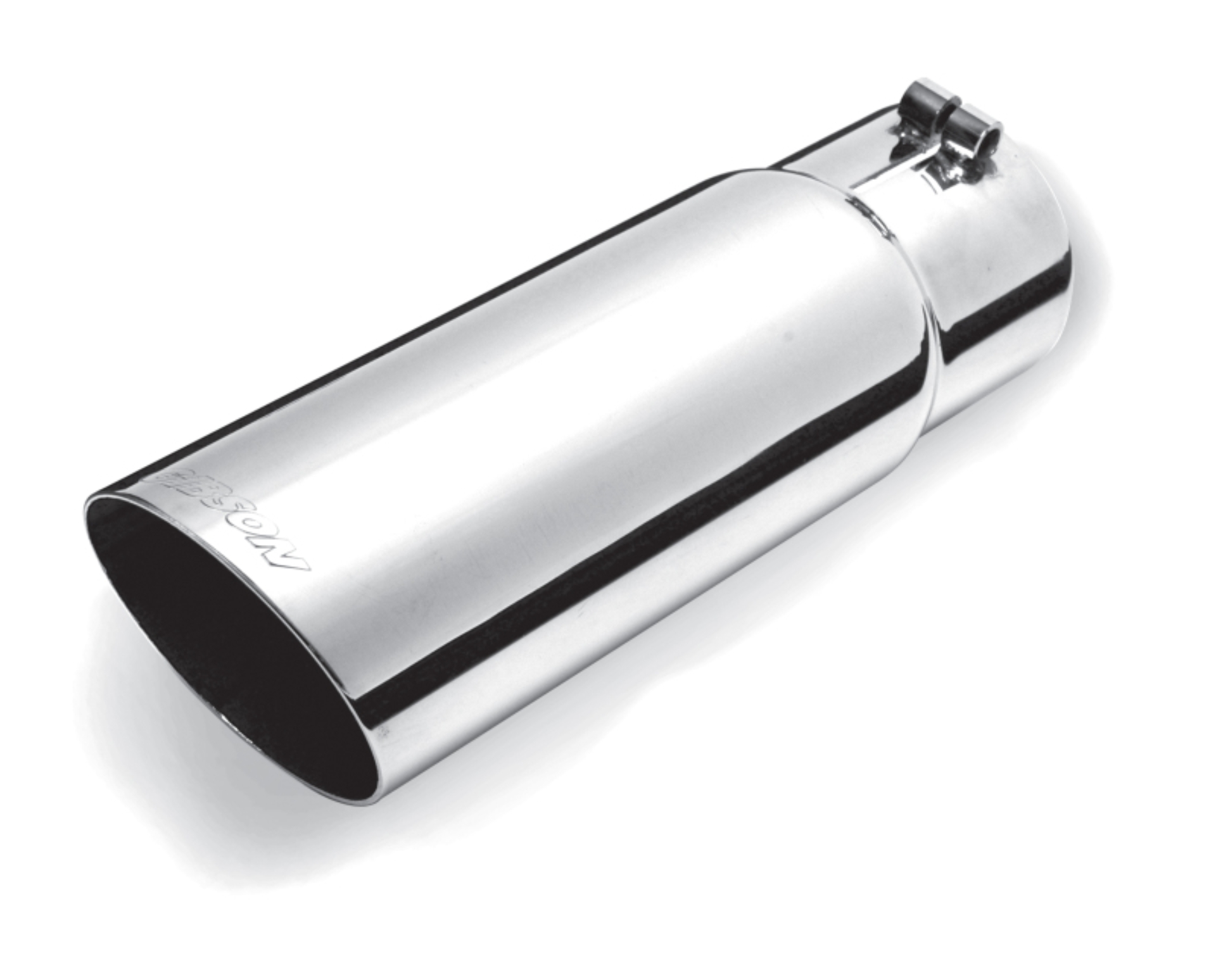 Picture of Gibson Round Single Wall Angle-Cut Tip - 5in OD/4in Inlet/12in Length - Stainless