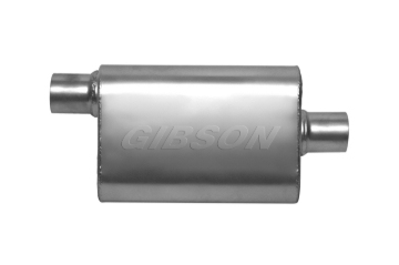 Picture of Gibson CFT Superflow Offset/Center Oval Muffler - 4x9x13in/2in Inlet/2.25in Outlet - Stainless