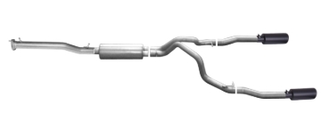 Picture of Gibson 15-18 Chevrolet Silverado 1500 LS 5.3L 3in/2.25in Cat-Back Dual Split Exhaust - Black Elite
