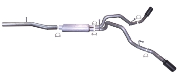 Picture of Gibson 14-18 GMC Sierra 1500 Denali 6.2L 3.5in/2.25in Cat-Back Dual Extreme Exhaust - Black Elite