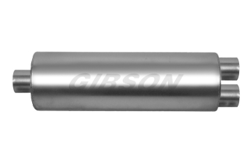 Picture of Gibson SFT Superflow Offset/Dual Round Muffler - 8x24in/3in Inlet/2.25in Outlet - Stainless