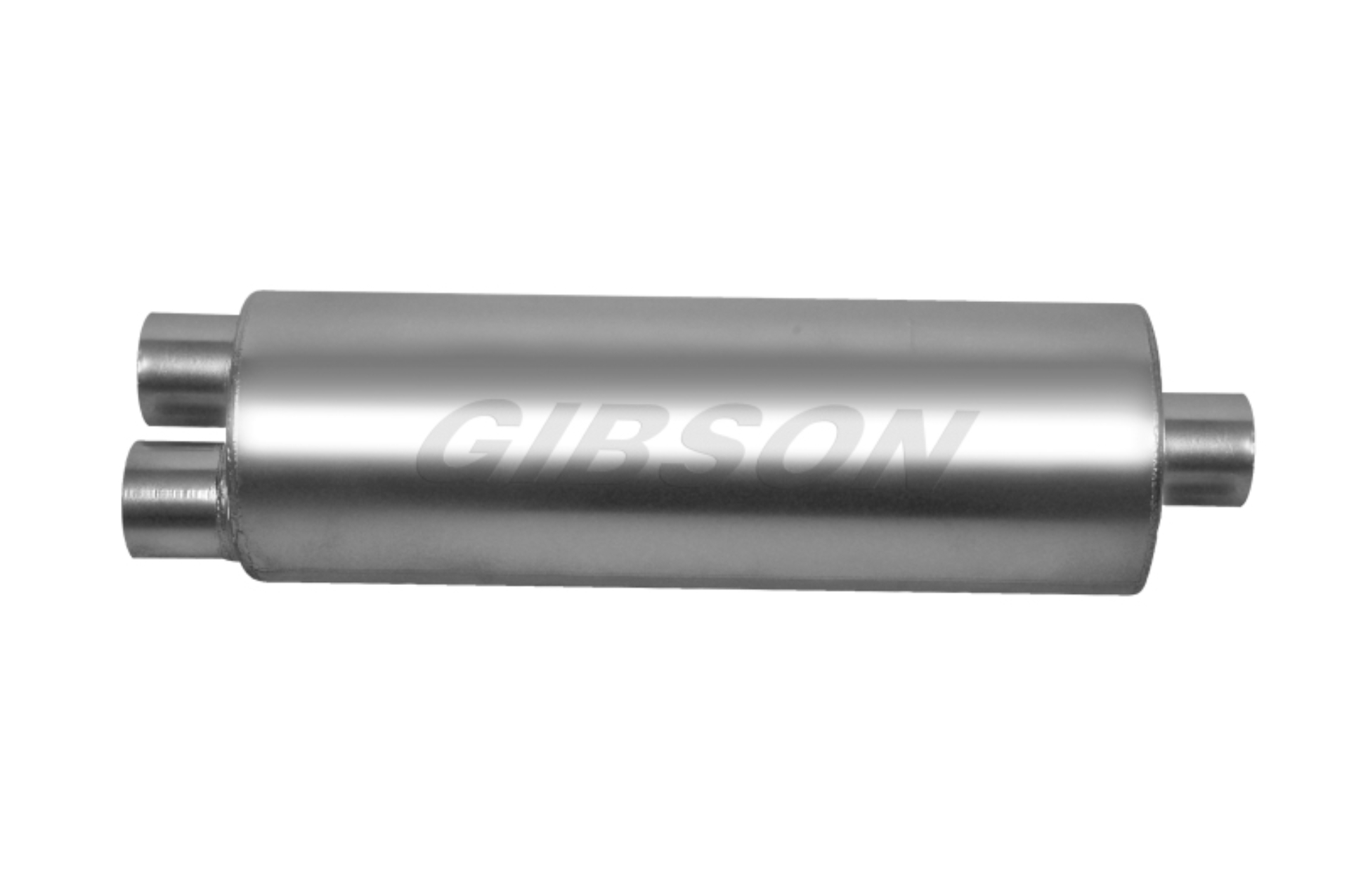 Picture of Gibson SFT Superflow Dual/Offset Round Muffler - 8x24in/2.5in Inlet/3in Outlet - Stainless