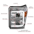 Picture of ANZO 11-16 Ford F-250/F-350/F-450 Projector Headlights w/ Plank Style Switchback Chrome w/Amber