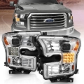 Picture of ANZO 15-17 Ford F-150 Proj Headlights w/ Plank Style Design Chrome w/ Amber Sequential Turn Signal