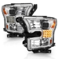 Picture of ANZO 15-17 Ford F-150 Proj Headlights w/ Plank Style Design Chrome w/ Amber Sequential Turn Signal