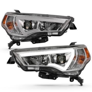 Picture of ANZO 14-18 Toyota 4 Runner Plank Style Projector Headlights Chrome w/ Amber