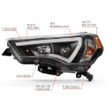 Picture of ANZO 14-18 Toyota 4 Runner Plank Style Projector Headlights Black w/ Amber