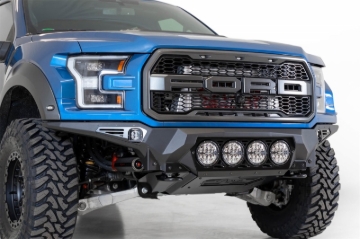 Picture of Addictive Desert Designs 17-20 Ford F-150 Raptor Bomber Front Bumper w/ 4 Rigid 360 6in Round Mounts
