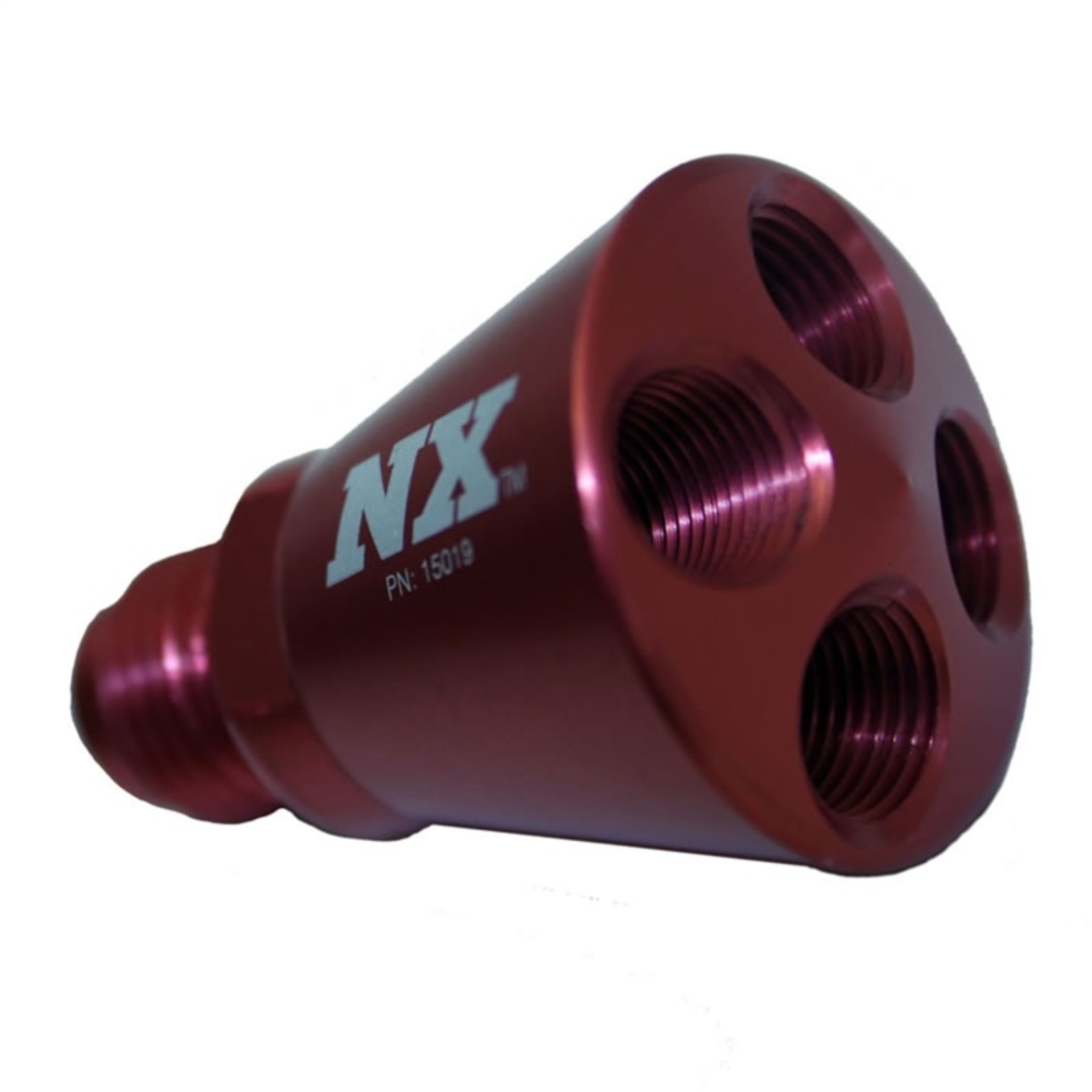 Picture of Nitrous Express 4 Port Showerhead Distribution Block w/6AN Inlet - Red