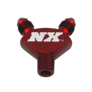Picture of Nitrous Express 1/8NPT x 3AN x 3AN Billet Pure-Flo Y Fitting - Red