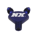 Picture of Nitrous Express 1/8NPT x 3AN x 3AN Billet Pure-Flo Y Fitting - Blue