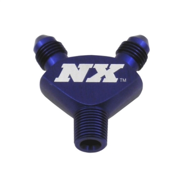 Picture of Nitrous Express 1/8NPT x 3AN x 3AN Billet Pure-Flo Y Fitting - Blue