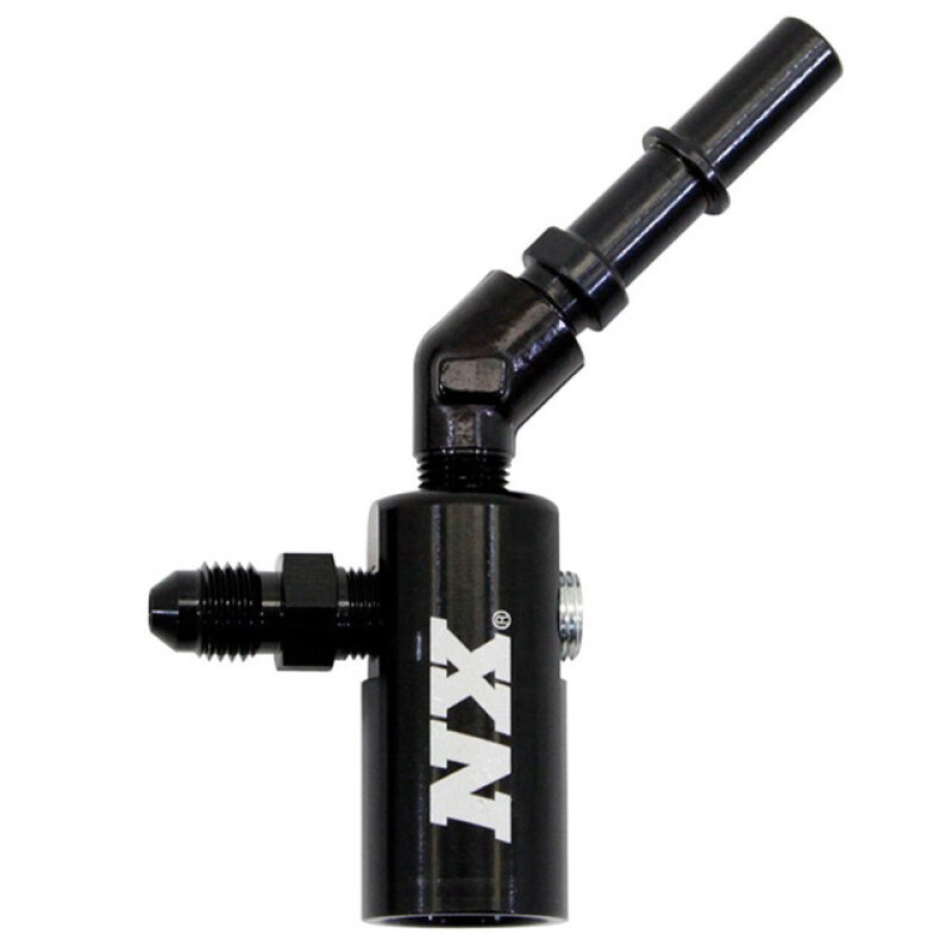 Picture of Nitrous Express 3/8-10mm Late Model Billet Fuel Line Adapter 45 Degree
