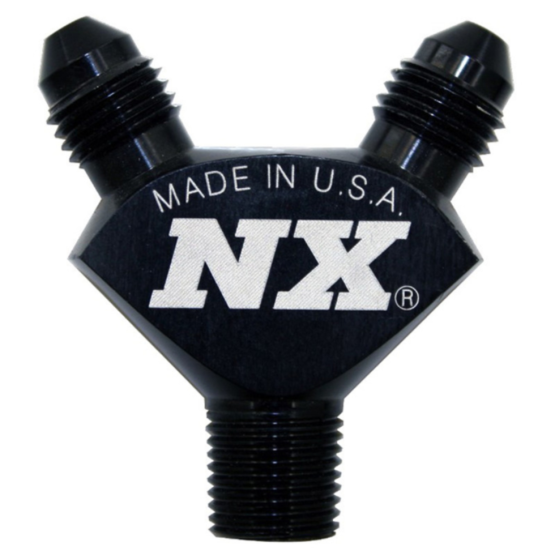 Picture of Nitrous Express 1/8NPT x 3AN x 3AN Billet Pure-Flo Y Fitting - Black
