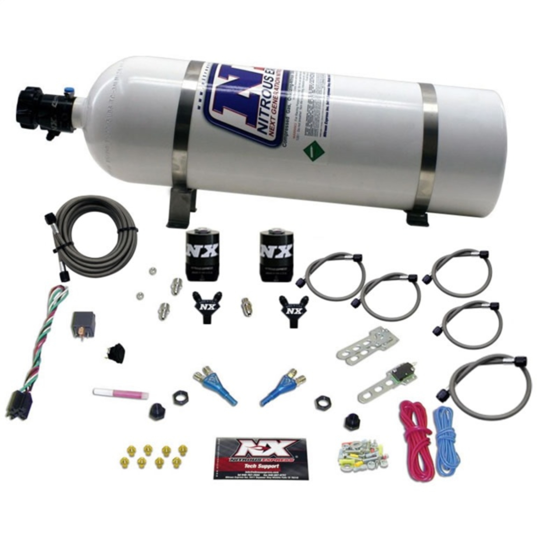 Picture of Nitrous Express Ford EFI Dual Nozzle Nitrous Kit (100-300HP) w/15lb Bottle