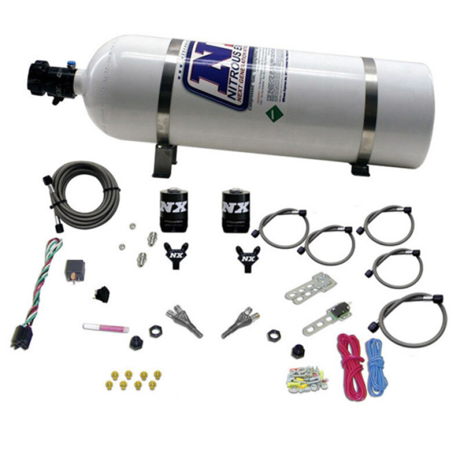 Picture of Nitrous Express 92-95 Dodge V8 TBI Dual Nozzle Nitrous Kit (50-125HP) w/15lb Bottle