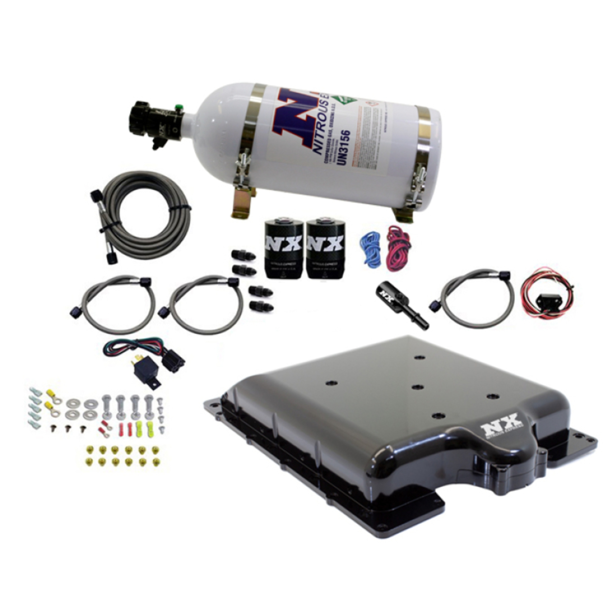 Picture of Nitrous Express Dodge Hellcat/Demon Supercharger Lid Nitrous Kit (100-400HP) w/10lb Bottle