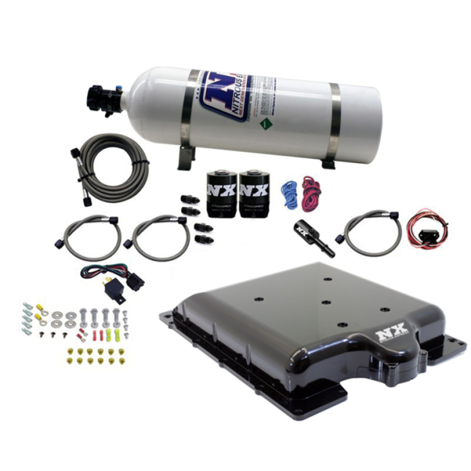 Picture of Nitrous Express Dodge Hellcat/Demon Supercharger Lid Nitrous Kit (100-400HP) w/15lb Bottle