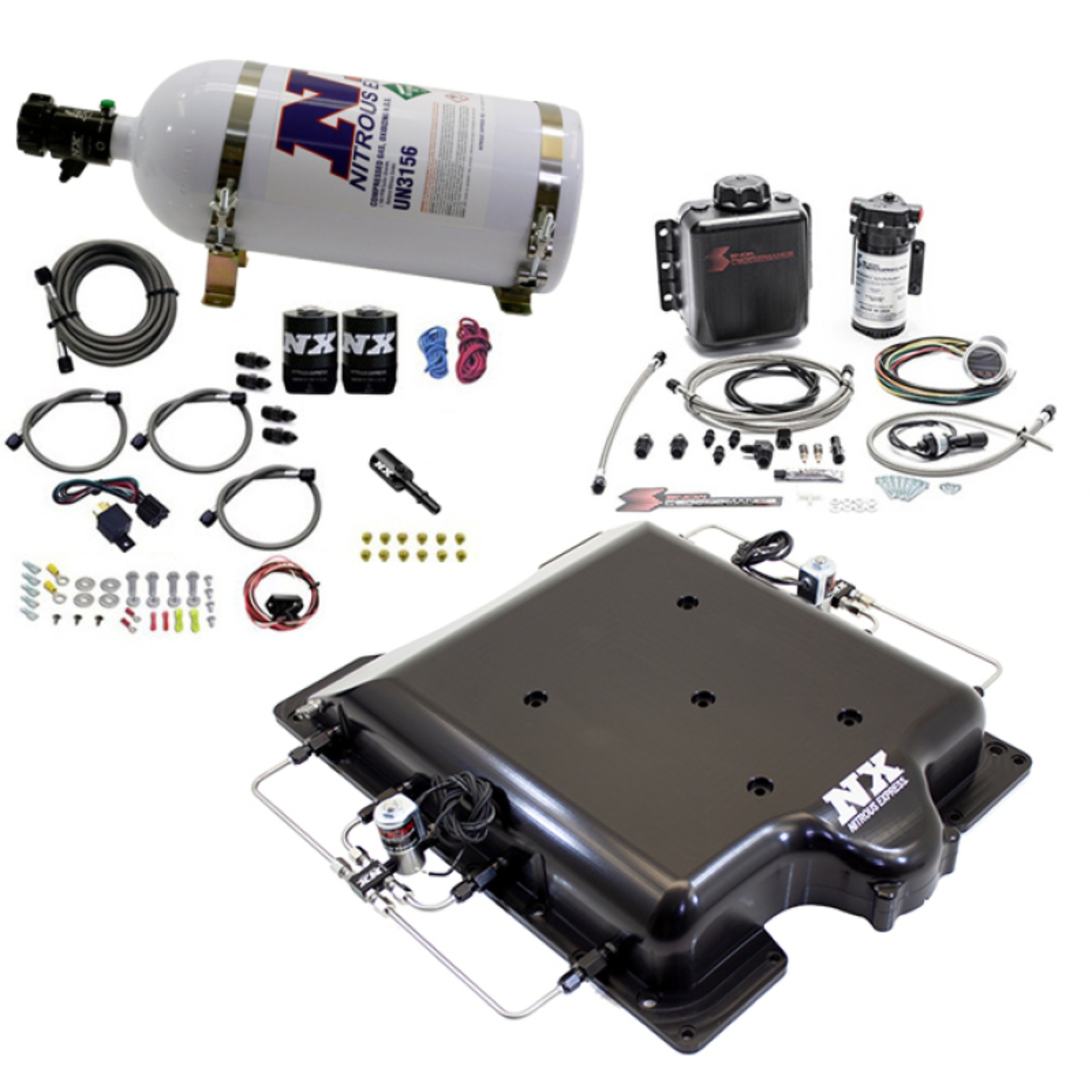 Picture of Nitrous Express Dodge Hellcat Supercharger Lid Nitrous/Water Injection Kit (100-400HP) w/10lb Bottle