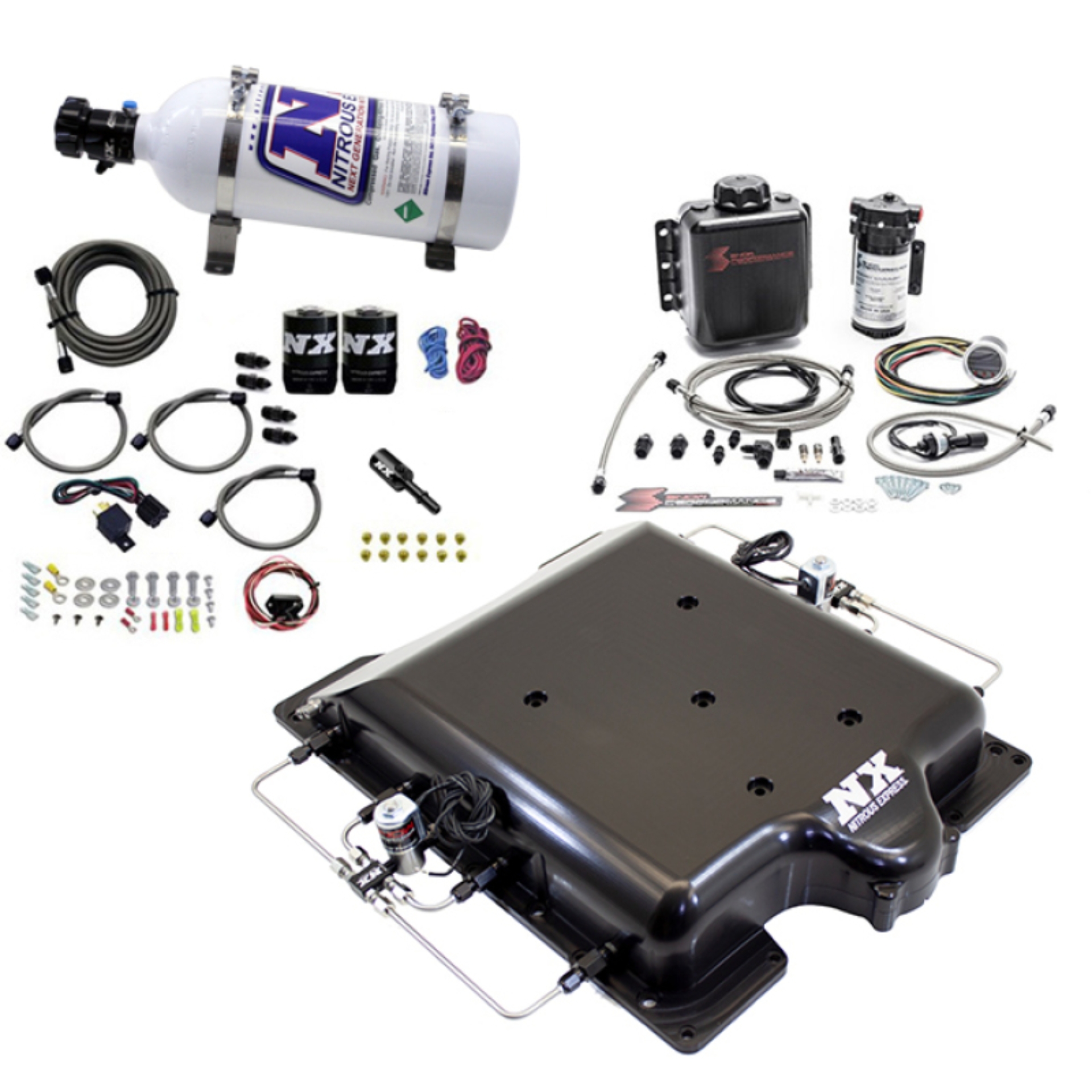Picture of Nitrous Express Dodge Hellcat Supercharger Lid Nitrous/Water Injection Kit (100-400HP) w/5lb Bottle
