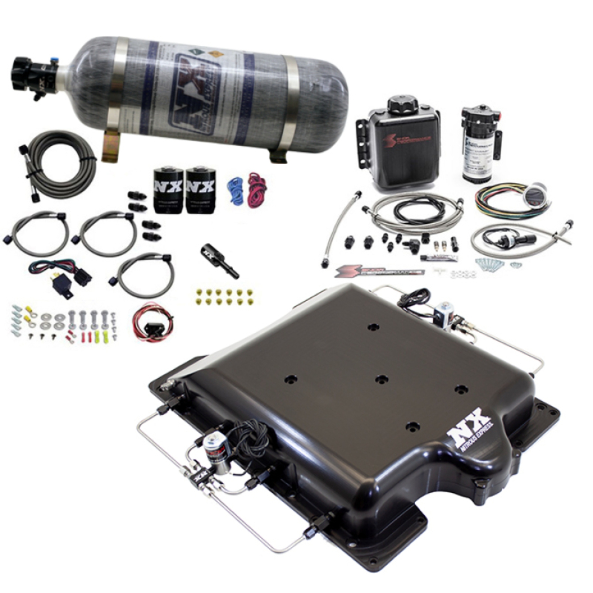 Picture of Nitrous Express Dodge Hellcat Supercharger Lid Nitrous/Water Injection Kit (100-400HP) w/12lb Bottle