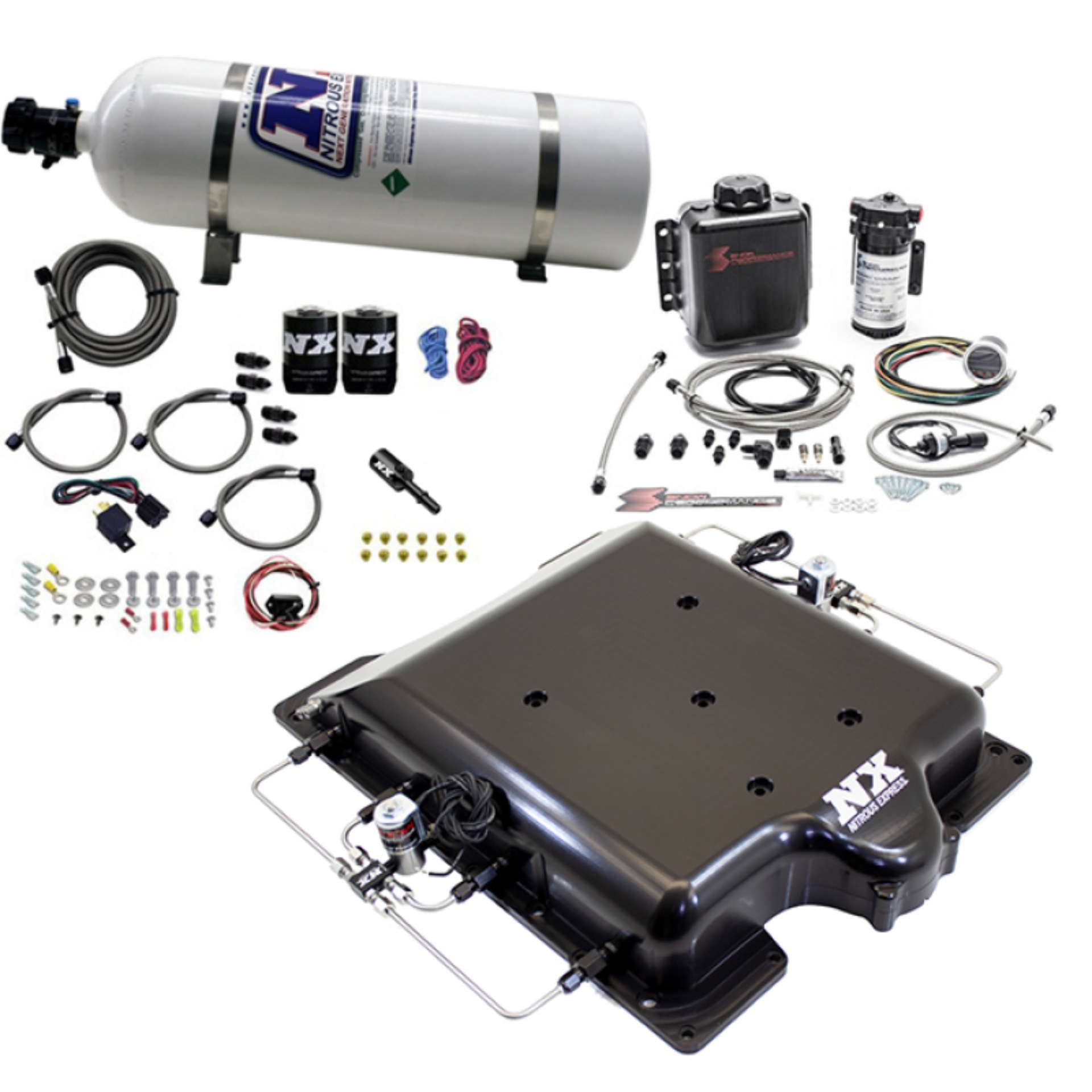 Picture of Nitrous Express Dodge Hellcat Supercharger Lid Nitrous/Water Injection Kit (100-400HP) w/15lb Bottle