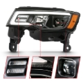 Picture of ANZO 2017-2018 Jeep Grand Cherokee Projector Headlights w/ Plank Style Switchback - Black w/ Amber