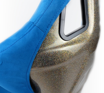 Picture of NRG FRP Bucket Seat ULTRA Edition - Large (Blue Alcantara/Gold Glitter Back)