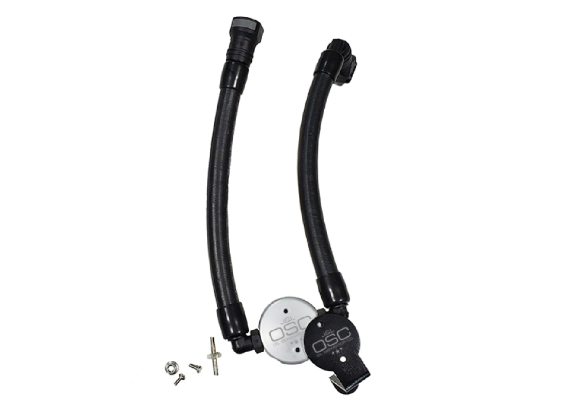 Picture of J&L 07-14 Ford Mustang GT500 Oil Separator 3.0 Passenger Side (Remote Mount) - Clear Anodized
