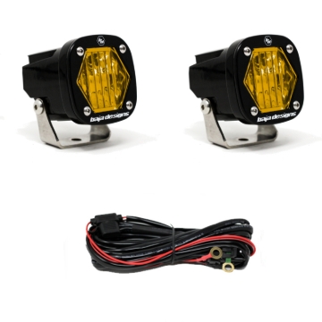 Picture of Baja Designs S1 Amber Wide Cornering LED Light w/ Mounting Bracket Pair